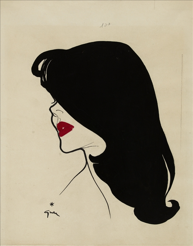 ART DECO STYLE OF RENE GRUAU 1920s BLINDFOLD GIRL LE ROUGE BAISER FINE REPRINT