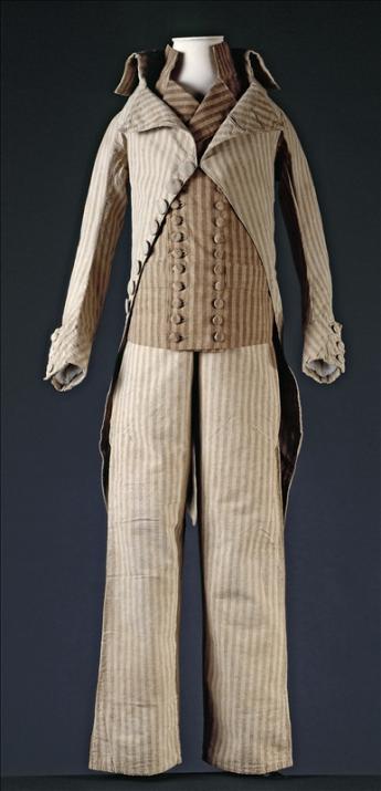 View of a coat, waistcoat and trousers worn by Louis XVII