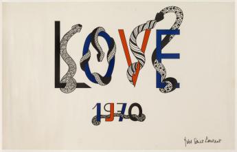 Carte "LOVE 1970" d'Yves Saint Laurent © Paris Musées, Palais Galliera 